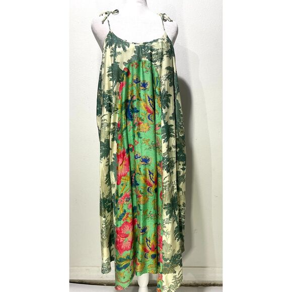 Maeve anthropologie Santee Palm dress silk blend boho babydoll multi pnt women L - Picture 2 of 8